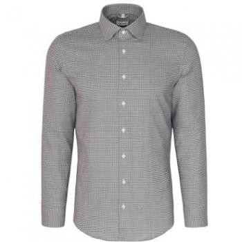Flanellhemd SEIDENSTICKER Slim Gr. XL, dunkelblau, Herren, kariert