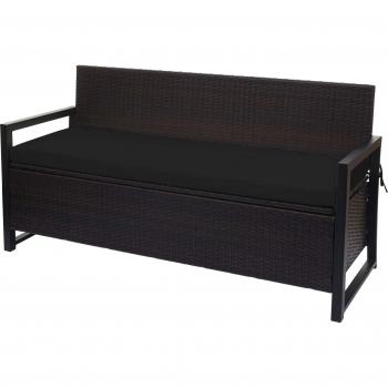 Banc de Jardin en Poly Rattan 3 Places HWC-F39 Brun et Coussin Noir