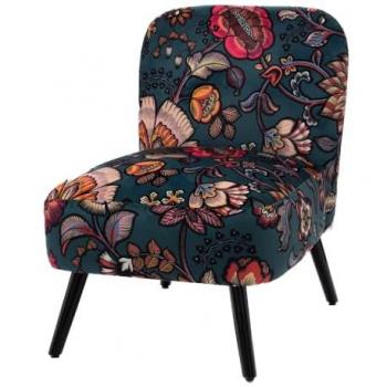 Fauteuil velours bleu trendy pieds noirs 69x80x69cm