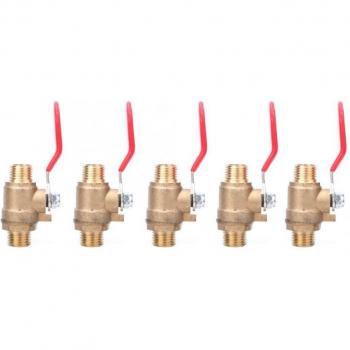 5 uds. Válvula de Bola de Latón G1/4 Doble Rosca Macho para Compresores