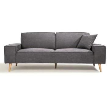 Hexágono Sofá Recto 3 plazas en tela gris (216×90×80) – línea Gustave