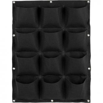 Indoor/Outdoor 12-Pocket Vertical Planter Bag, Black Felt