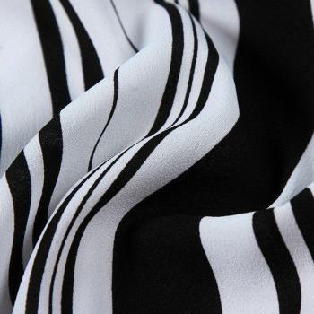 Stylish Black and White Chiffon Stripe Material