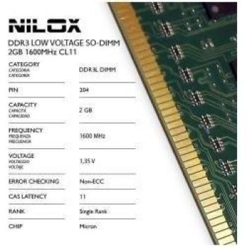 Nilox Memoria Ram Ddr3L So-Dimm da 2Gb, 1600Mhz, Cl11, Verde