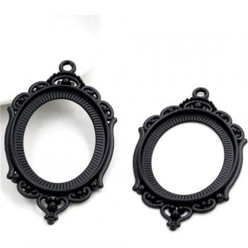 30x40mm Black Pierced Style Cabochon Base Setting Pendant