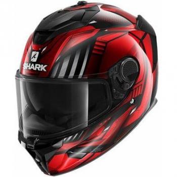 Casco Integral Spartan GT Replikan Negro-Cromo-Rojo Shark