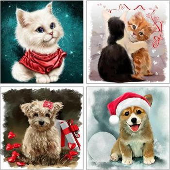 Ensemble Peinture Diamant Noël Chien 50x50 – Atelier d'Artisan