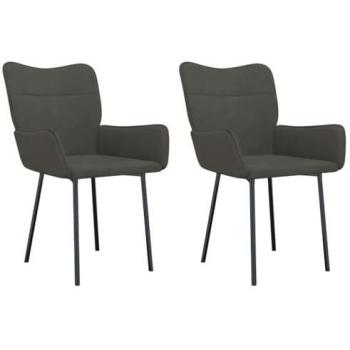 2 pcs Dark Grey Velvet Dining Chairs