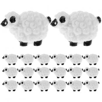Mini Décorations en Résine : 20 Moutons d'Intérieur/Jardin (Couleurs Variées)