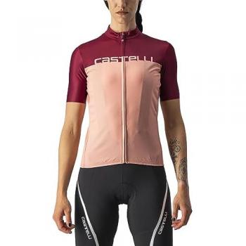 Maglia Castelli Velocissima manica corta rosa chiaro e bordeaux donna