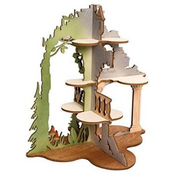 Erzgebirgs‑Holzfigur: Mini‑Eule in Ruine