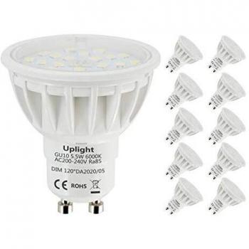Ampoule LED GU10 à intensité réglable 5,5 W – Blanc froid 6000 K – 600 lm – 120° – Paquet de