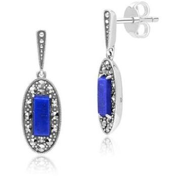 Heritage Lapis Marcasite Drop Earrings – Art Deco Style