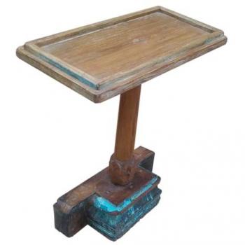 Mesa Auxiliar de Centro Artesanal de Madera Marrón 46x23x49 cm
