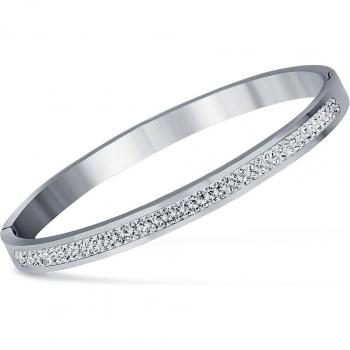 Stainless Steel Pave Bangle Bracelet