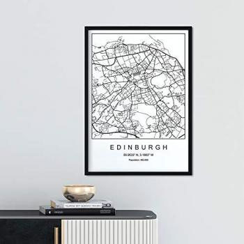 Lámina Mapa de Edimburgo A3 en Blanco y Negro