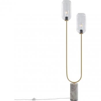 Art Deco 2-Light Floor Lamp with Brass Finish