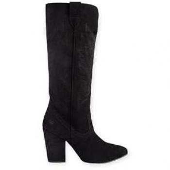 Bota Alta Cowboy Negra de Ante para Mujer