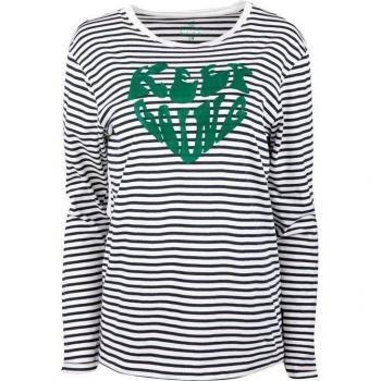 Tee shirt lunga righe bianche e nere con applicazione verde per donna JOSEPH 'IN