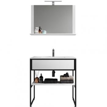 Lavabo y Muebles de Baño Bitila 80 V2 – Conjunto 3 Piezas en Metal