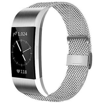Metal Mesh Magnetic Clasp Replacement Strap for Fitbit Charge 2