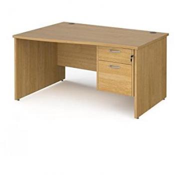 Office Left Hand Wave Desk 1400mm with 2 Drawer Pedestal