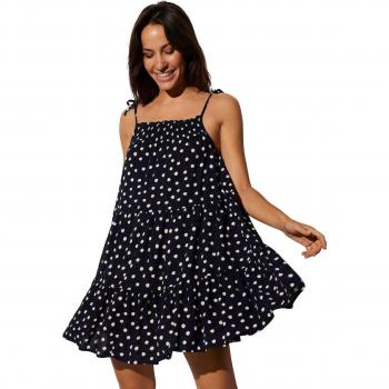 Ysabel Mora Brillo Marino: Vestido Corto con Estampado de Lunares