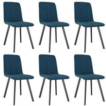 Komfortable Esszimmerstühle aus Samt in Blau (6er Pack)