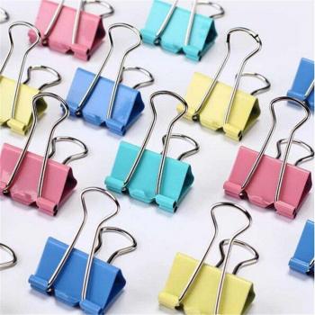 Bunte Clip‑Pakete: 60 × 40 Metallclips – 5 Farben – 15, 19, 25, 32, 41 mm – Schulbedarf