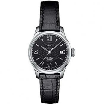 Tissot Ladies Le Locle Black Dial Black Leather Automatic Watch T41.1.123.57