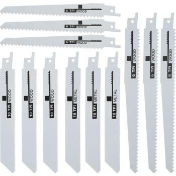 12-Piece Reciprocating Saw Blade Set for Wood and Metal