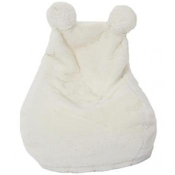 Fauteuil Poire Enfant Fausse Fourrure Blanc 50x54x40cm