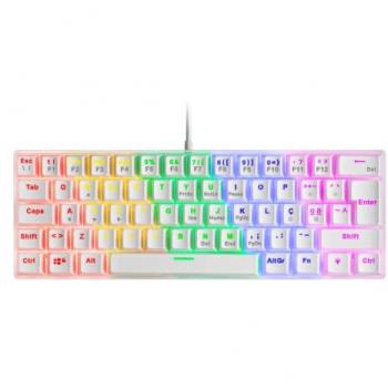 Teclado Mecânico Mars Gaming MK60 60% Branco com Retroiluminação FRGB e Switch Preto Layout PT