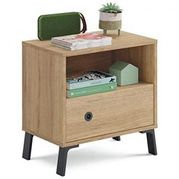 Lot de 2 tables de nuit en finition chêne doré