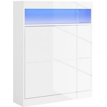 HOMCOM Armario Zapatero Independiente con Luces LED 80x24x99,5 cm