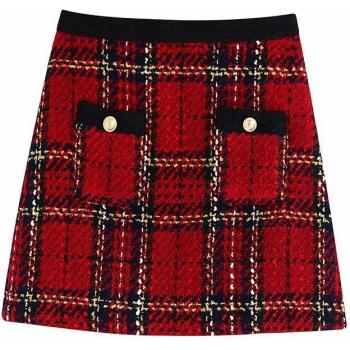 Elegant Women’s Tweed Blazer with A-Line Skirt Set