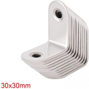 10 Pcs 20mm x 20mm Reinforced Stainless Steel Angle Bracket