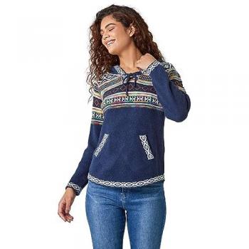 Sweat à capuche Roman en motif nordique bleu