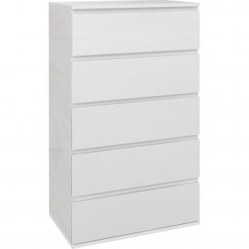 Cassettiera in legno bianco, 5 cassetti, 55×33×100 cm – HOMCOM