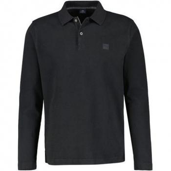 LERROS Poloshirt Langarm, schwarz, mit Stickerei