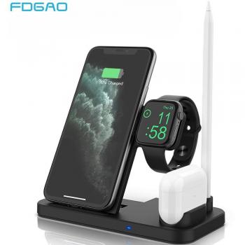 4 in 1 Fast Wireless Charger for Apple Watch, AirPods Pro, Pencil, 10W Dock Station for iWatch 2-5 and iPhone 11, XS, XR, X, 8