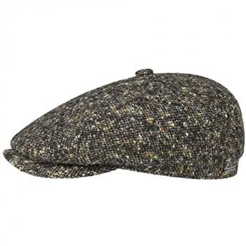 Stetson Brooklin Donegal Flat Cap, Size 59 cm, Colour Olive, Made in Europe, New Wool Peaked Cap, with Cotton Lining, Six-Panel Style, Fall/Winter