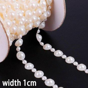 2m Rhinestone Imitation Pearl Beads Chain Trim
