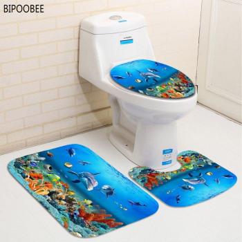 Deep Sea 3D Seabed Creatures Bathroom Mat and Curtain Collection