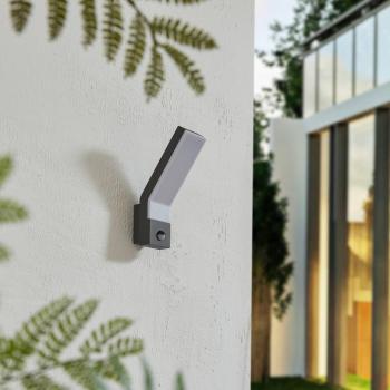 Applique da esterno LED Korvik in alluminio grigio scuro con sensore di movimento