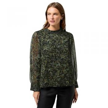 Blouse noire ornée de fleurs et de clous M & Co