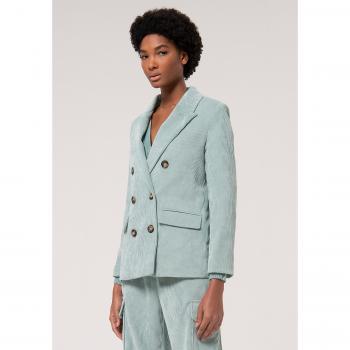 Blazer Double Breasted em Veludo Cordado, Corte Regular