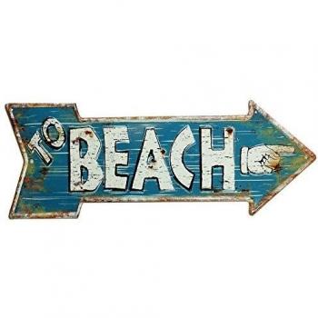Zeitzone Nostalgie Blechschild Beach Pfeil Vintage 50 x 19 cm