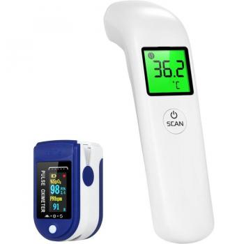 Fingertip Pulse Oximeter with Infrared Non-contact Thermometer and Blood Pressure Monitor