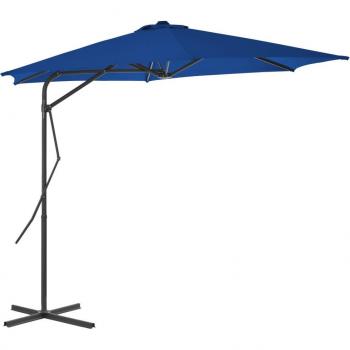 Parasol de playa con poste de acero 300 x 230 cm azul